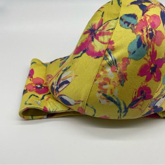 Cacique Yellow Floral Lightly Lined Balconette Bra - Picture 2 of 11